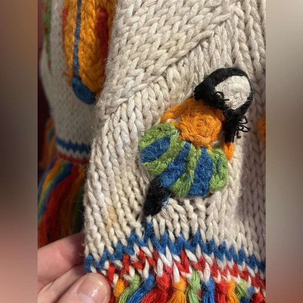 Vintage‎ 90s Cactus Cardigan Sweater Women's Petite Small IB Diffusion Rainbow - Picture 8 of 9